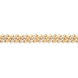9ct Yellow Cuban Link 1.43ct Diamond Set Bracelet