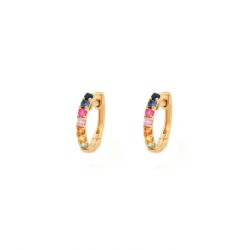 9ct Yellow Gold 0.34ct Rainbow Saph 12mm Hoop Earrings