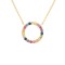 9ct Yellow Gold 0.25ct Rainbow Saph Circle Pendant - 16+2" Chain