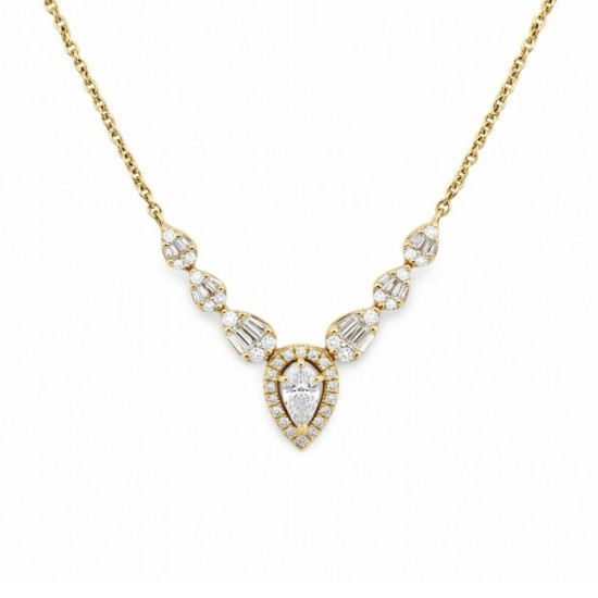 9ct Yellow Gold 0.41ct Diamond Pendant - 16+2" Chain