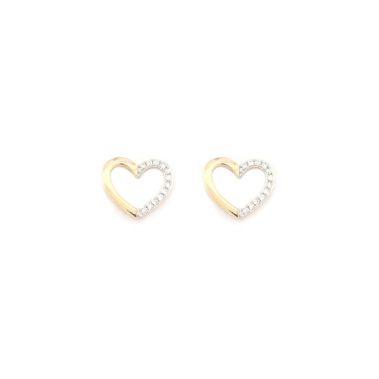 9ct Yellow Gold 0.06ct Diamond Heart Earrings