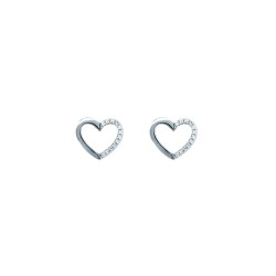 9ct White Gold 0.06ct Diamond Heart Earrings
