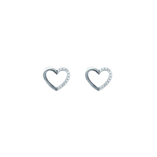 9ct White Gold 0.06ct Diamond Heart Earrings