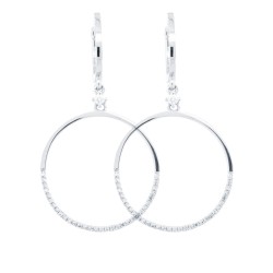 9ct White Gold 0.23ct Diamond Drop Circle Earrings