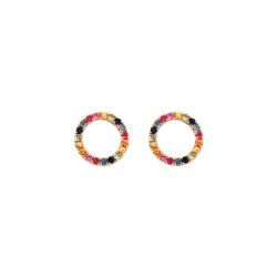 9ct Yellow Gold 0.47ct Rainbow Saph Circle Earrings