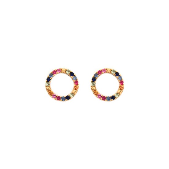 9ct Yellow Gold 0.47ct Rainbow Saph Circle Earrings