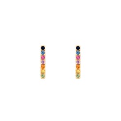 9ct Yellow Gold 0.34ct Rainbow Saph Bar Earrings