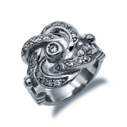 925 Silver CZ Set Knot Ring