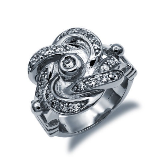 925 Silver CZ Set Knot Ring
