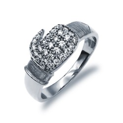 925 Silver CZ Set Boxing Glove Ring