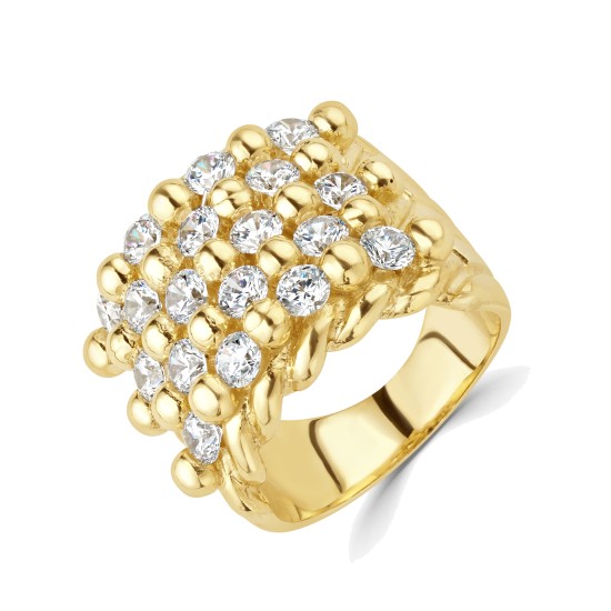 925 Silver Gold Plated Keeper Ring