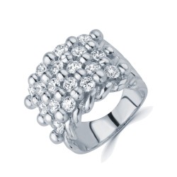 925 Silver CZ Set Keeper Ring