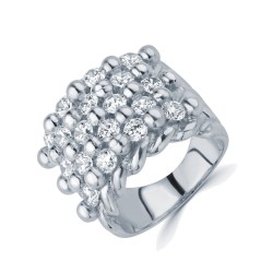 925 Silver CZ Set Keeper Ring