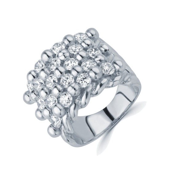925 Silver CZ Set Keeper Ring