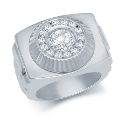 925 Silver CZ Set Watch Bracelet Ring