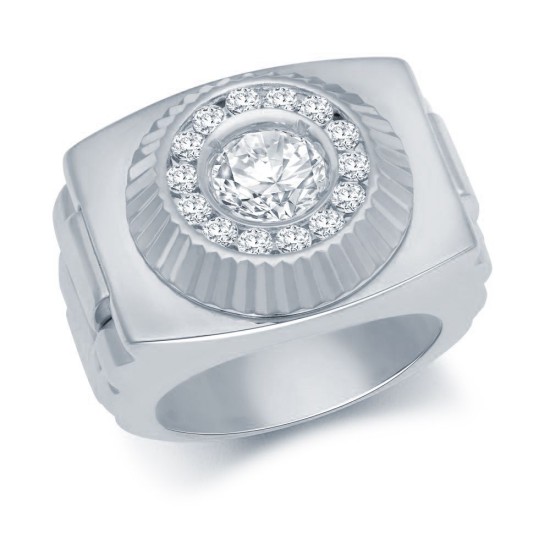 925 Silver CZ Set Watch Bracelet Ring