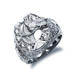 925 Silver CZ Set Horseshoe Ring