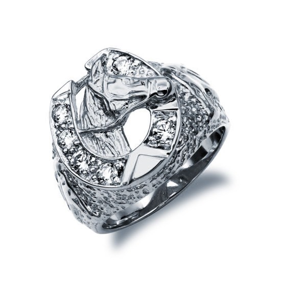 925 Silver CZ Set Horseshoe Ring