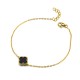 925 Silver 14ct Gold Plated Onyx  Clover Bracelet