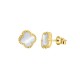 925 Silver 14ct Gold Plated MOP Clover Stud Earrings