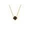 925 Silver 14ct Gold Plated Onyx Clover Necklace