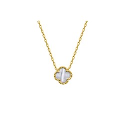 925 Silver 14ct Gold Plated MOP Clover Necklace