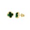 925 Silver 14ct Gold Plated Green Malachite Clover Stud Earrings