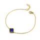 925 Silver 14ct Gold Plated Single Blue Agate Clover Bracelet