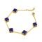 925 Silver 14ct Gold Plated Blue Agate Clover Bracelet