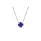 925 Silver Rhodium Plated Blue Agate Clover Necklace