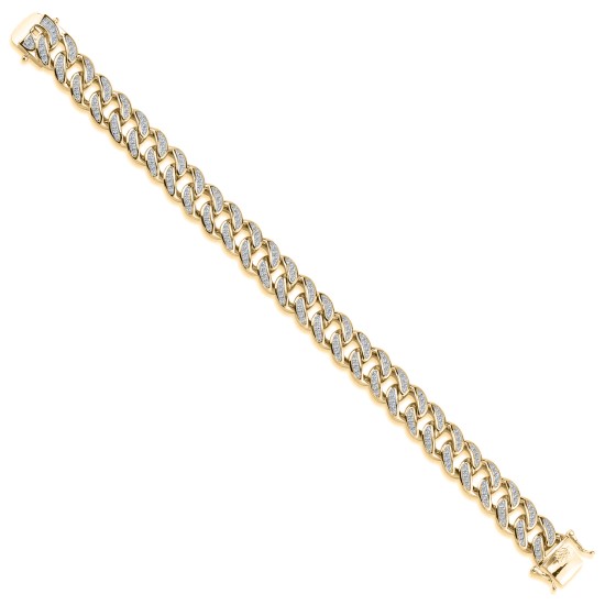 9ct Yellow Gold CZ Set Cuban Bracelet
