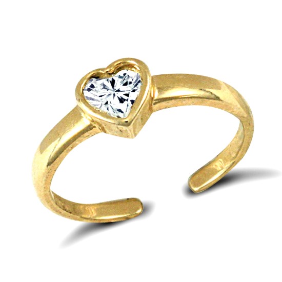 925 Silver Gold Plated CZ Set Heart Toe Ring