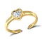 925 Silver Gold Plated CZ Set Heart Toe Ring