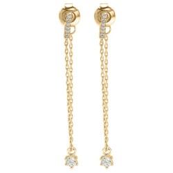 9ct Yellow Gold CZ Set Drop Chain Earrings