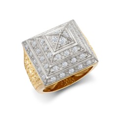 925 Silver Gold Plated CZ Set Pyramid Ring