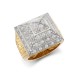 925 Silver Gold Plated CZ Set Pyramid Ring