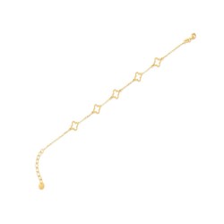 9ct Yellow Gold Cable Link Clover Bracelet 6.5+1 inch length