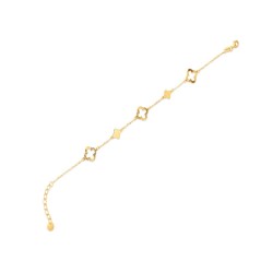 9ct Yellow Gold Cable Link Clover Bracelet 6.5+1 inch length
