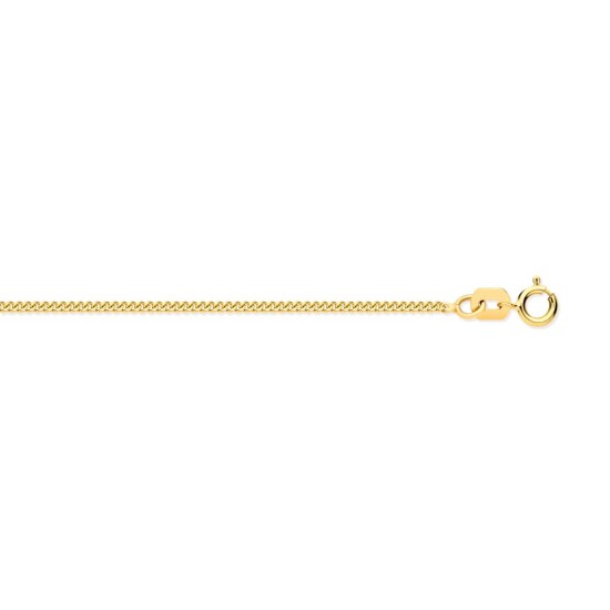 9ct Yellow Gold Diamond Cut Curb 1.15mm Chain 16-18 Inch Extender