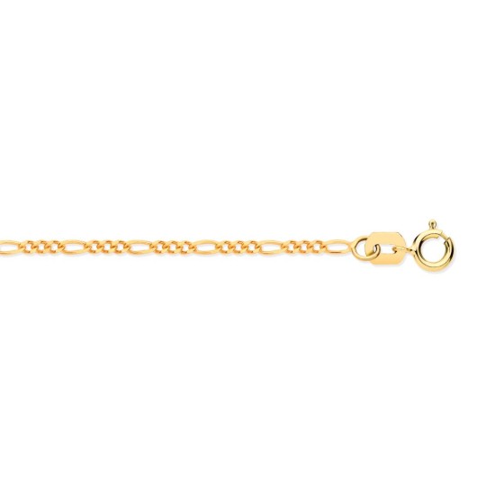 9ct Yellow Gold Diamond Cut Figaro 2.3mm Chain