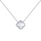 925 Silver Rhodium CZ Set Single Clover Necklace MOP White Colour