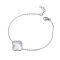 925 Silver Rhodium CZ Set Single Clover Bracelet MOP White Colour