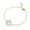 925 Silver 14ct gold Plated CZ Set Single Clover Bracelet MOP White Colour