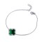 925 Silver Rhodium CZ Set Single Clover Bracelet Malachite Green Colour