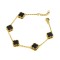 925 Silver 14ct gold Plated 5 Clover Bracelet  Black Onyx Colour