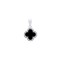 925 Silver Rhodium CZ Set Single Clover Pendant Black Onyx Colour