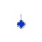 925 Silver Rhodium CZ Set  Single Clover Pendant   Blue Agate Colour