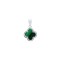 925 Silver Rhodium CZ Set Single Clover Pendant  Malachite Green Colour