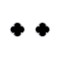 925 Silver Rhodium 5 Clover Stud Earrings Black Onyx Colour