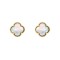 925 Silver 14ct gold Plated 5 Clover Stud Earrings  MOP  White Colour